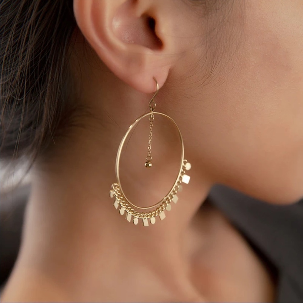 14K gold plated stainless steel earrings boho hoop